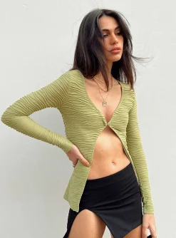 Princess Polly Nowell Long Sleeve Top  Green Sale