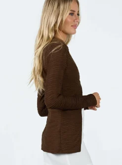 Princess Polly Nowell Long Sleeve Top Brown Sale