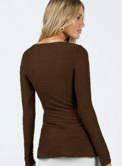 Princess Polly Nowell Long Sleeve Top Brown Sale