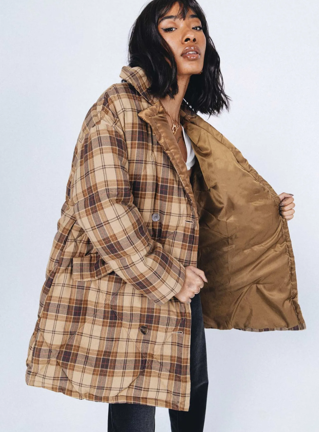 Princess Polly Nyomi Coat Brown New
