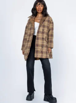 Princess Polly Nyomi Coat Brown New