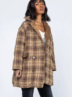 Princess Polly Nyomi Coat Brown New