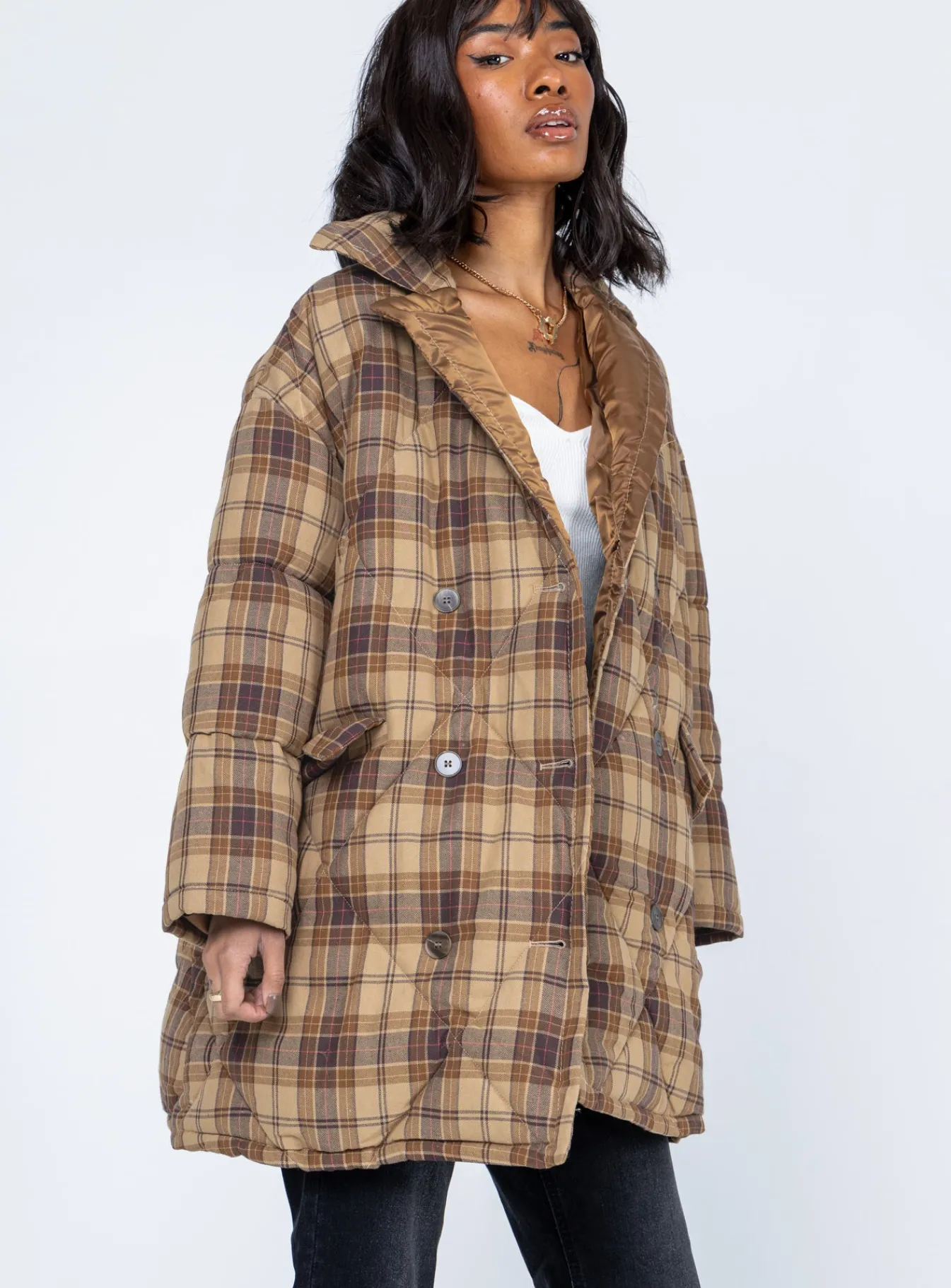 Princess Polly Nyomi Coat Brown New
