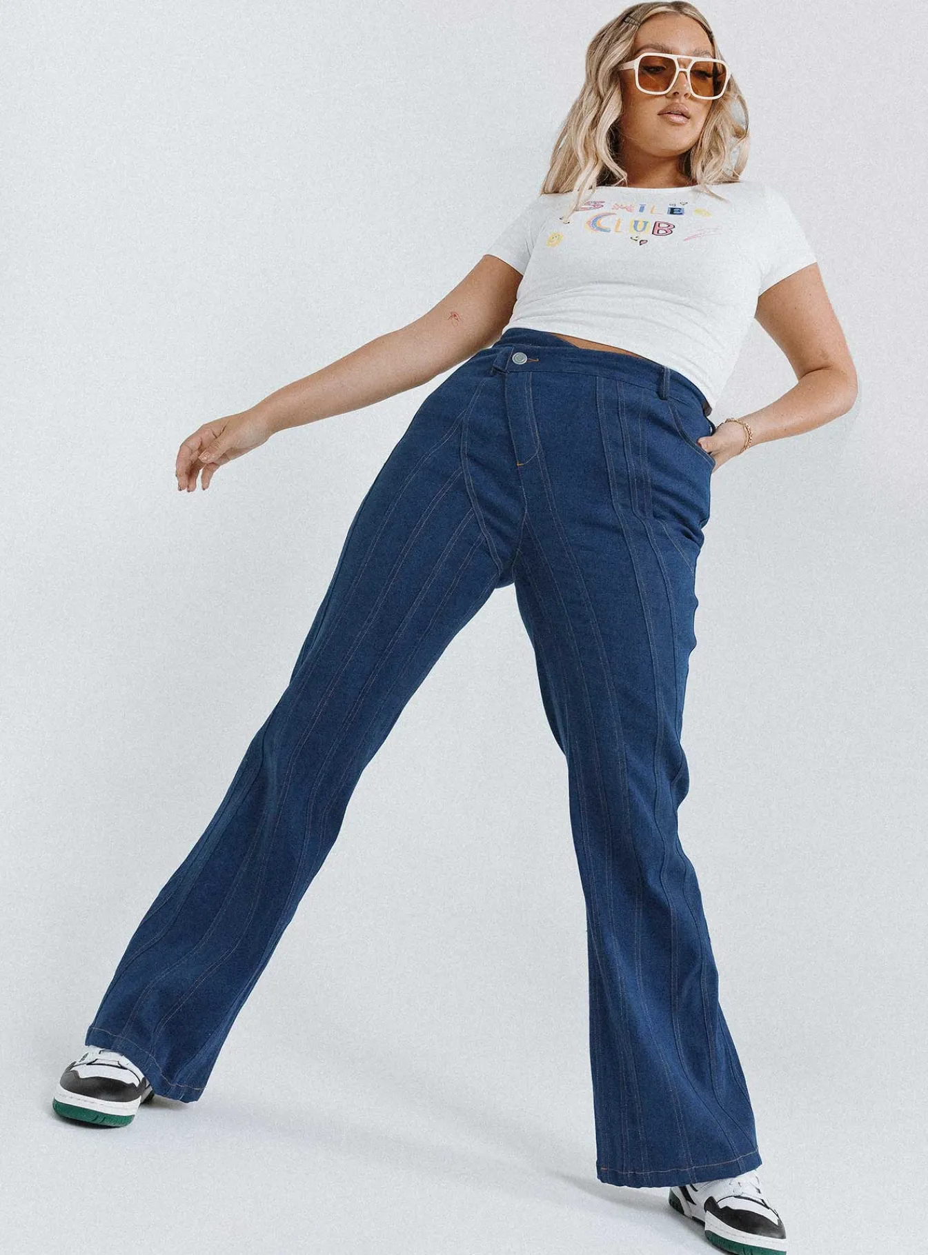 Princess Polly Odette Flare Denim Jeans Blue Fashion