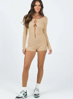 Princess Polly Odie Romper Beige Sale