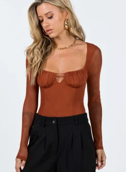 Princess Polly Olas Bodysuit  Terracotta Outlet