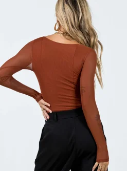 Princess Polly Olas Bodysuit Terracotta Outlet