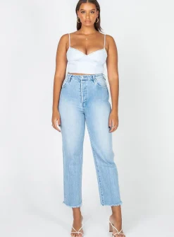 Princess Polly Old School Love Crop Top  Blue Cheap