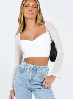Princess Polly Olivian Long Sleeve Top  White Best