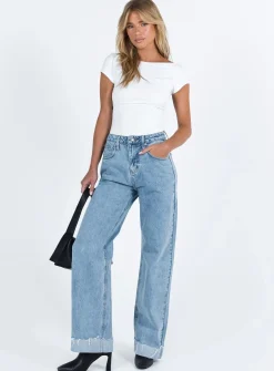 Princess Polly Ollie Straight Leg Jean Mid Wash Denim Fashion