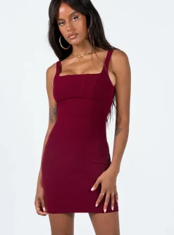 Princess Polly Ophia Mini Dress Burgundy Sale