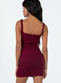 Princess Polly Ophia Mini Dress Burgundy Sale