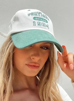 Princess Polly Oregon Cap  White / Green Sale