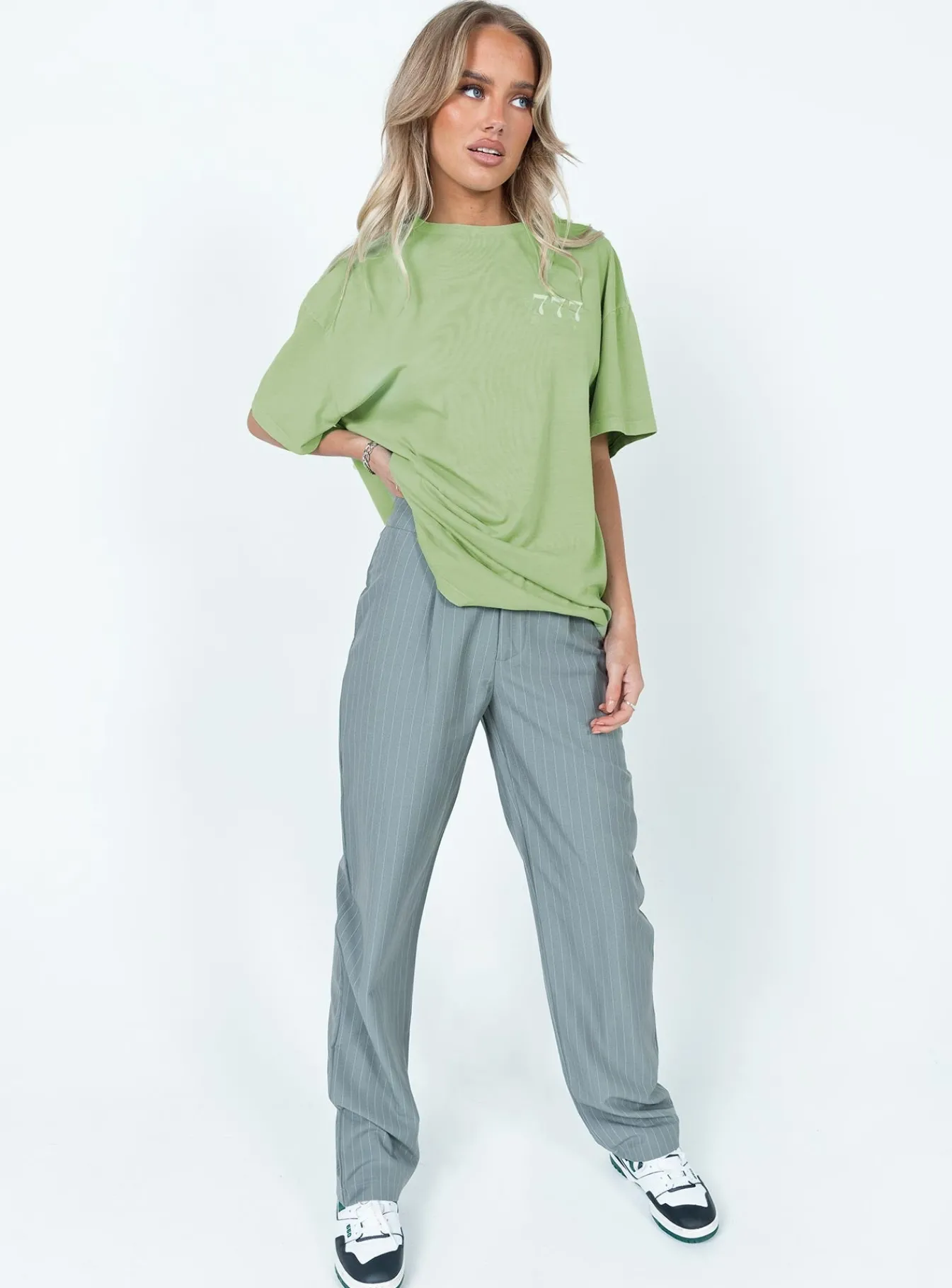 Princess Polly Organic 777 Luck Oversize Tee Green Outlet