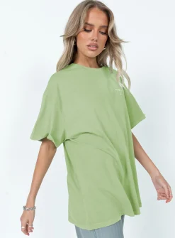 Princess Polly Organic 777 Luck Oversize Tee Green Outlet