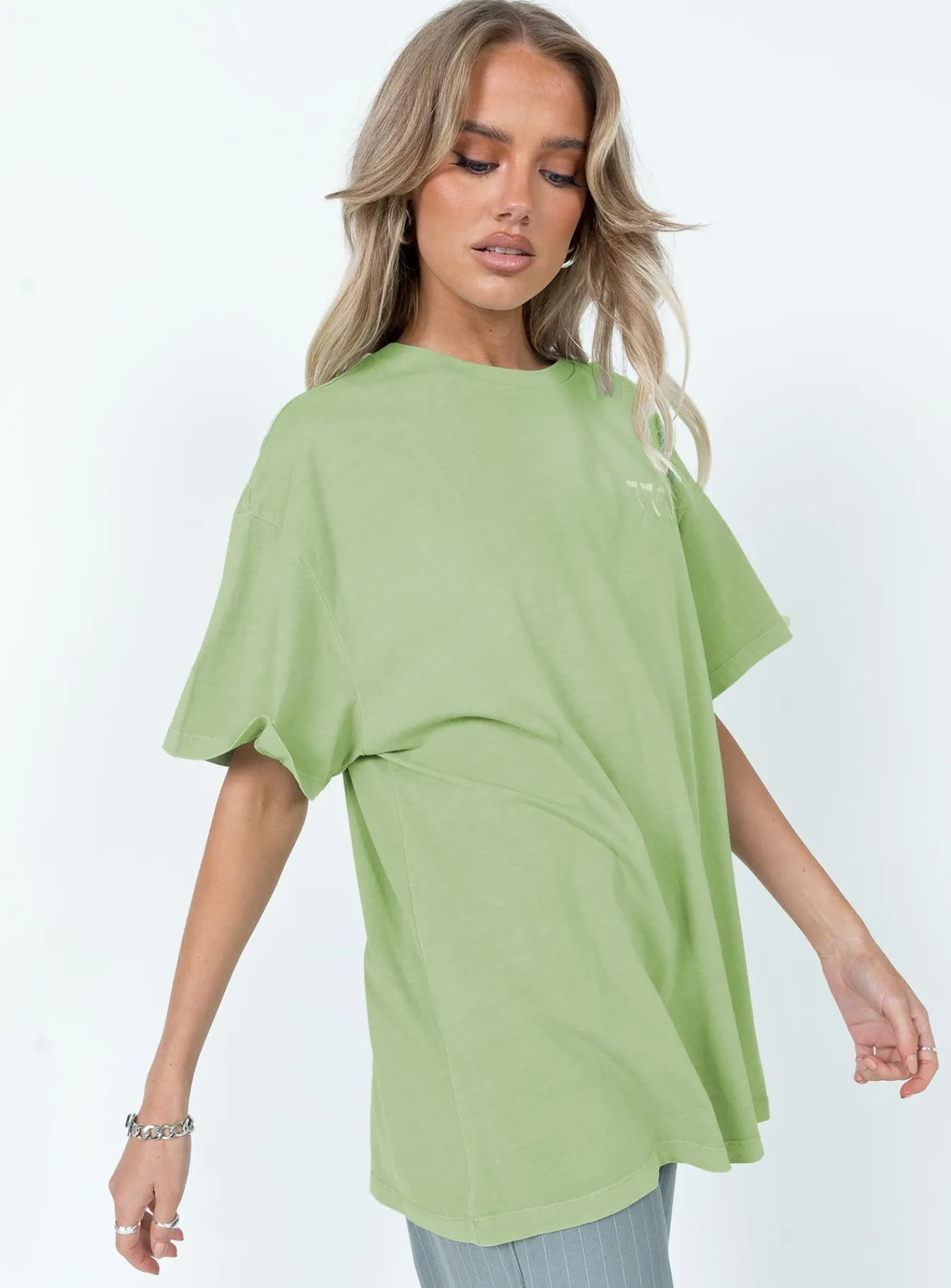 Princess Polly Organic 777 Luck Oversize Tee Green Outlet