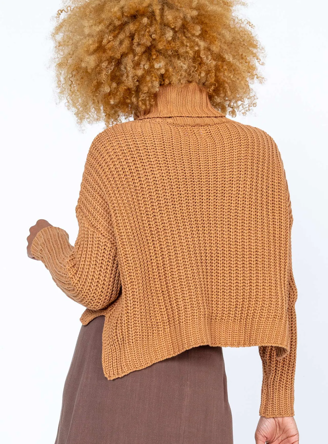 Princess Polly Organic Cotton Albie Turtleneck Sweater Tan Brown Fashion