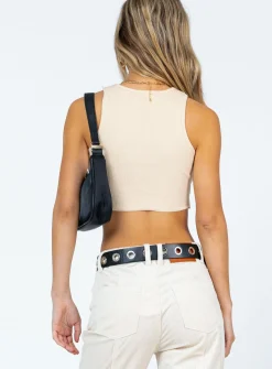 Princess Polly Organic Kallen Top  Beige Clearance