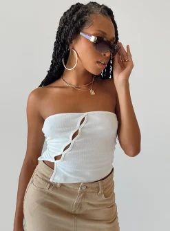 Princess Polly Organic Lorein Strapless Top  White Hot