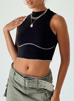 Princess Polly Organic Nalah Top  Black Outlet