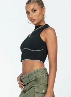 Princess Polly Organic Nalah Top  Black Outlet