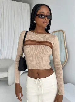 Princess Polly Orsette Two Piece Knit Top  Beige Online