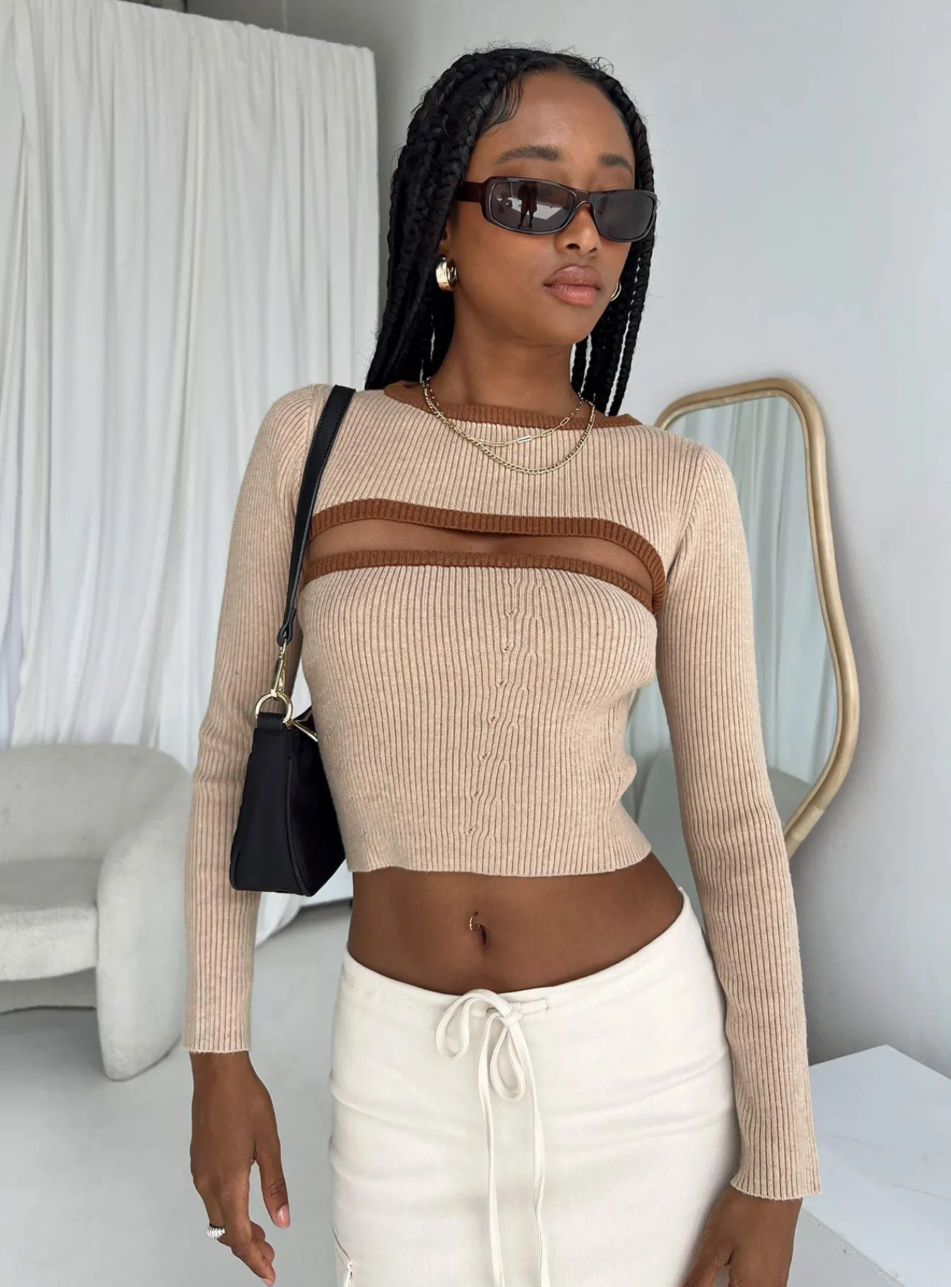 Princess Polly Orsette Two Piece Knit Top Beige Online
