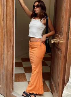Princess Polly Oscar Maxi Skirt Orange Flash Sale