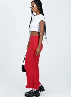 Princess Polly Oscar Maxi Skirt  Red Sale