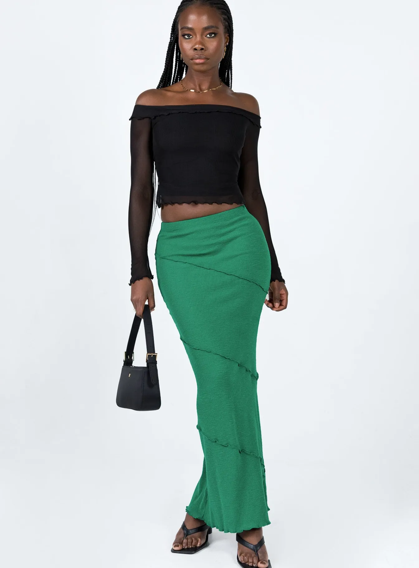 Princess Polly Oscar Maxi Skirt Dark Green Flash Sale