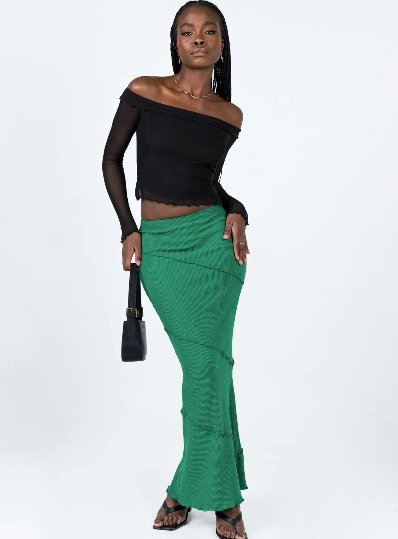 Princess Polly Oscar Maxi Skirt Dark Green Flash Sale