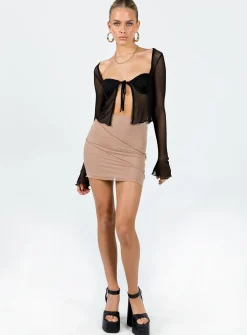 Princess Polly Oscar Mesh Mini Skirt Beige Cheap