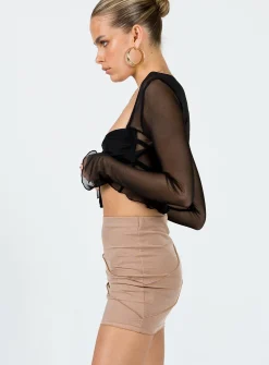 Princess Polly Oscar Mesh Mini Skirt Beige Cheap