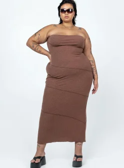 Princess Polly Oscar Midi Dresscurve   Brown Clearance