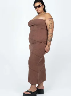 Princess Polly Oscar Midi Dresscurve   Brown Clearance
