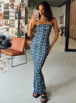 Princess Polly Oscar Midi Dressfloral   Navy Cheap