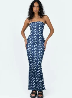Princess Polly Oscar Midi Dressfloral   Navy Cheap