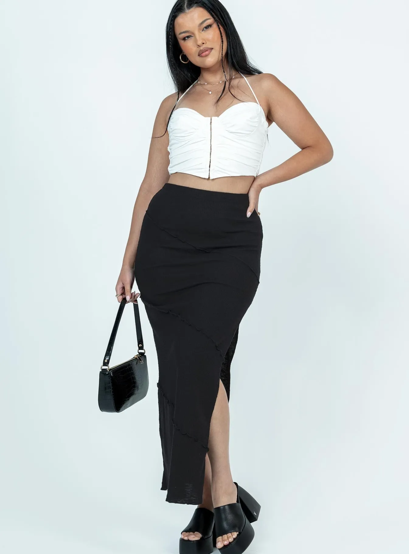 Princess Polly Oscar Split Maxi Skirt Black Cheap