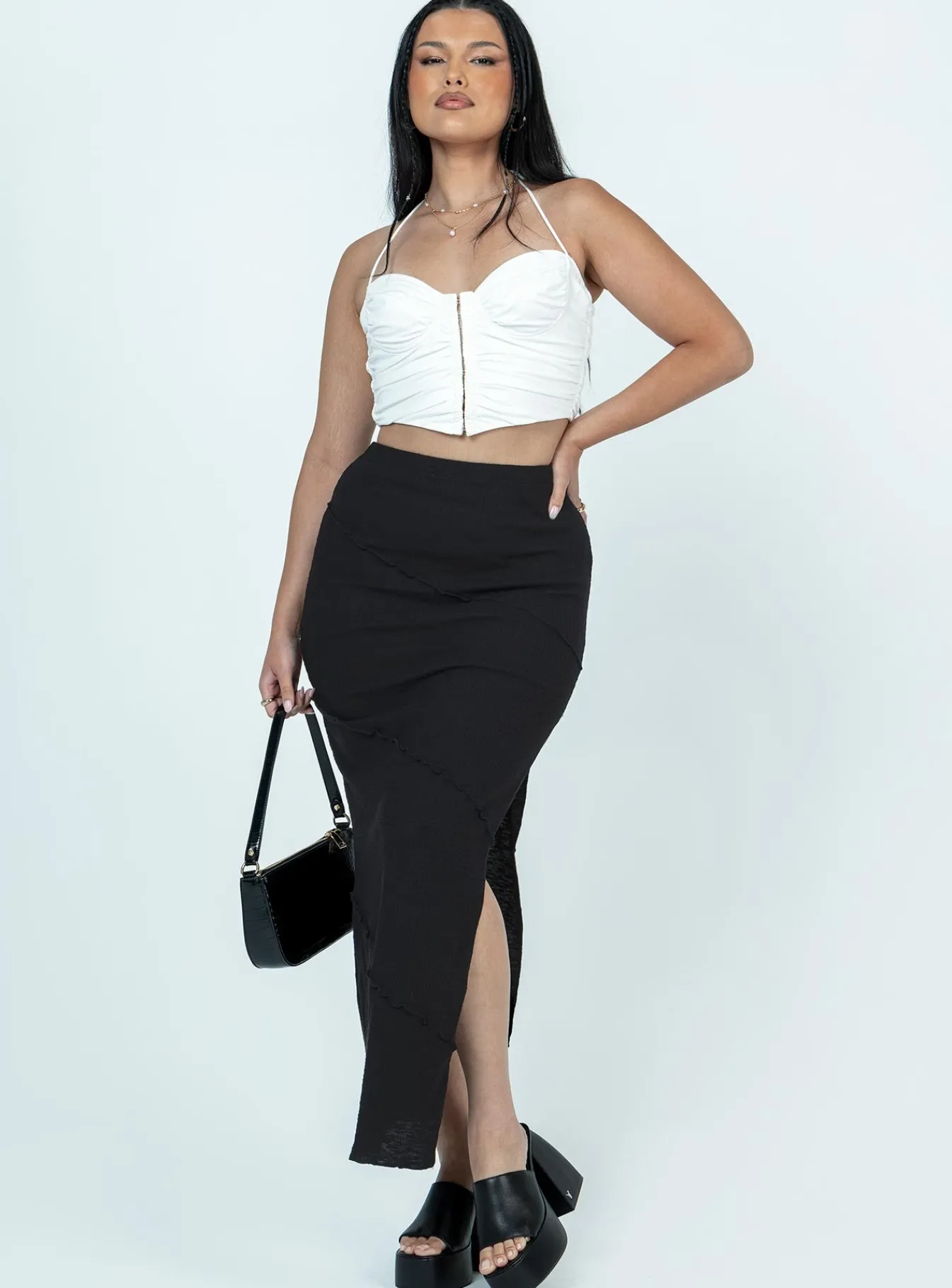 Princess Polly Oscar Split Maxi Skirt Black Cheap