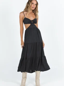 Princess Polly Oswell Maxi Dress  Black New