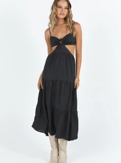 Princess Polly Oswell Maxi Dress  Black New