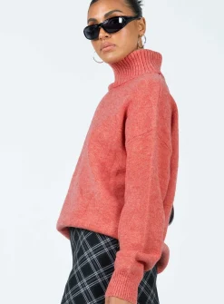 Princess Polly Oswin Turtleneck Sweater  Orange Clearance