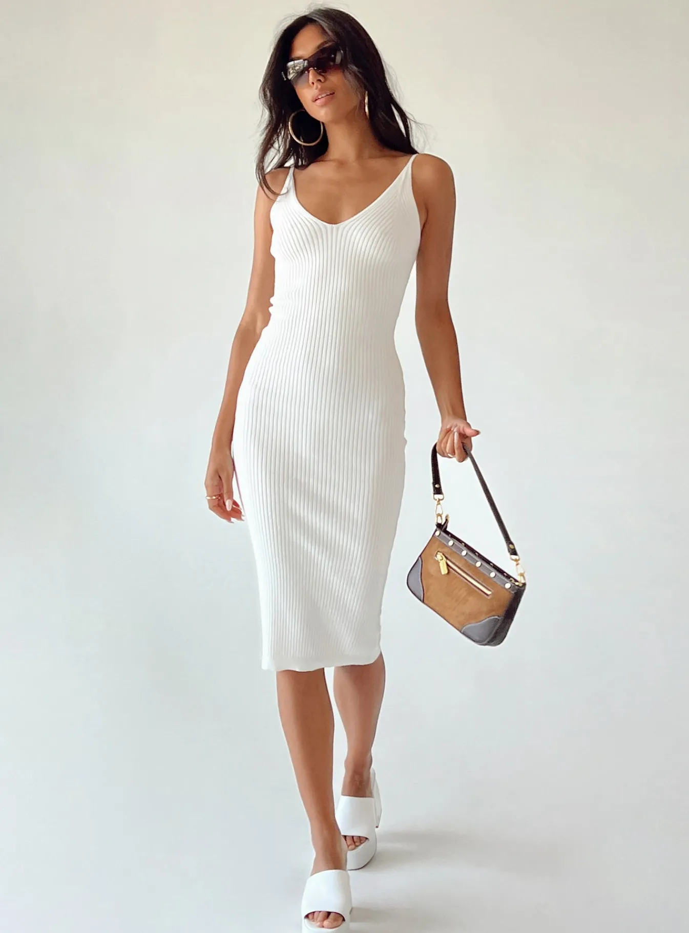 Princess Polly Oxford Midi Dress White Discount