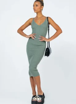 Princess Polly Oxford Midi Dress  Green Cheap