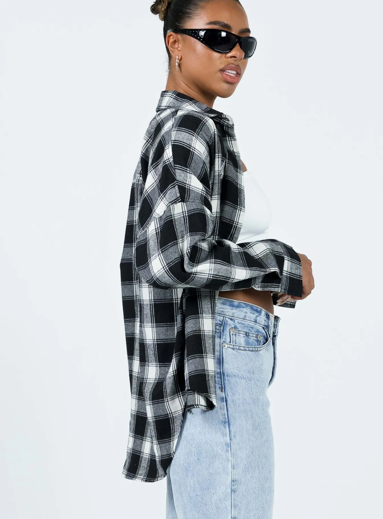 Princess Polly Oxley Shirt Black / White Black/White Sale