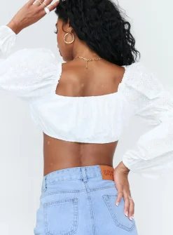 Princess Polly Pabla Long Sleeve Top  White Outlet