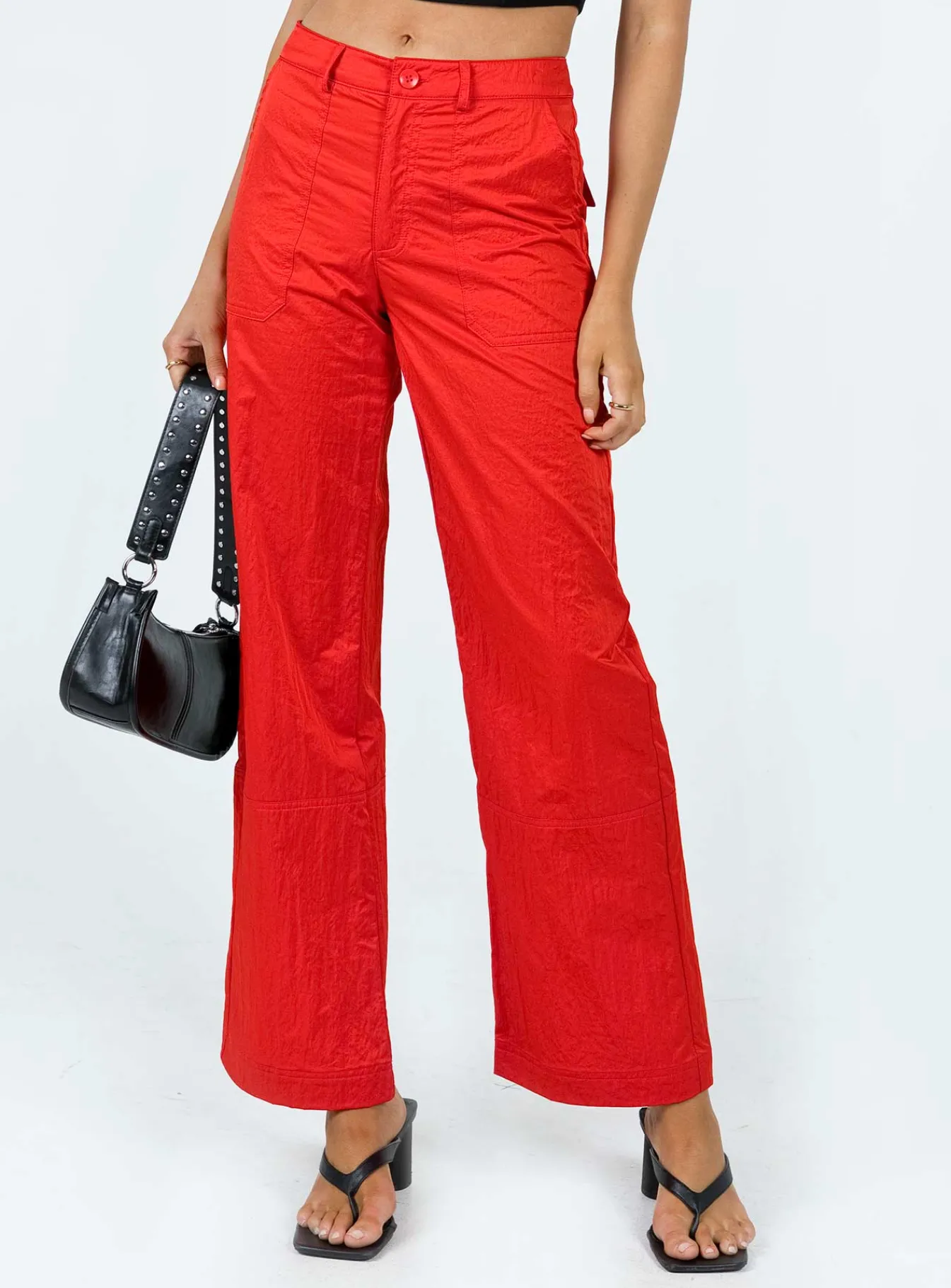 Princess Polly Pagden Nylon Cargo Pants Red Cheap