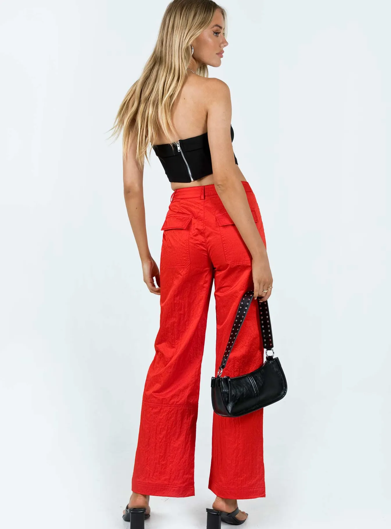 Princess Polly Pagden Nylon Cargo Pants Red Cheap