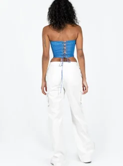 Princess Polly Paige Mid Rise Cargo Jean  White Best