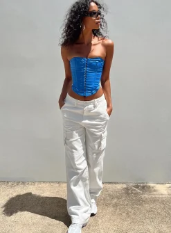 Princess Polly Paige Mid Rise Cargo Jean  White Best